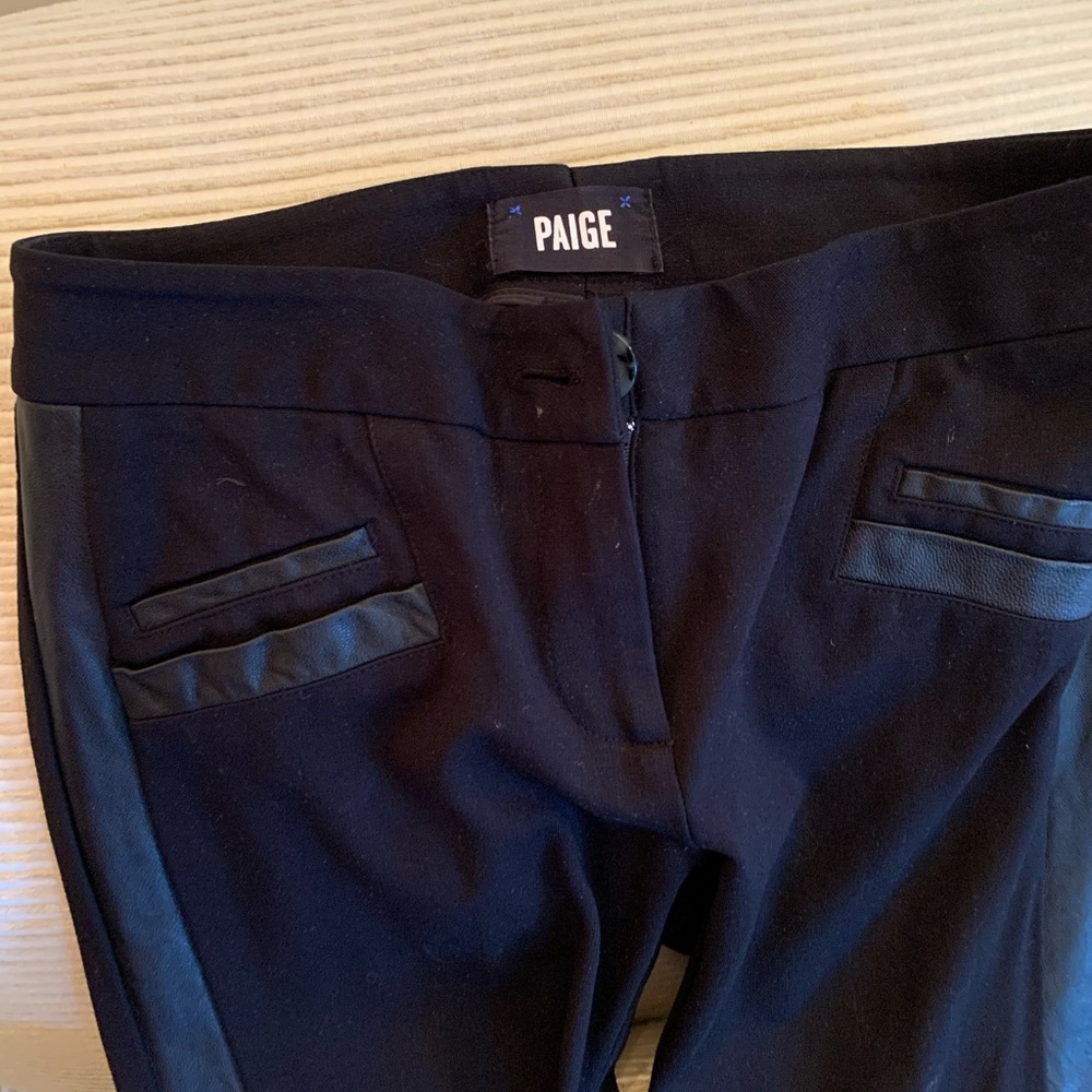 Black Paige pants with leather